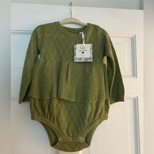 Kate Quinn organic cotton green diamond knit outfit. Size 18-24 month. NWT